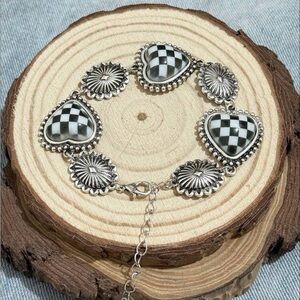 Western Bracelet Elegant Black and White Checkered Bracelet Cowgirl Cowboy Style